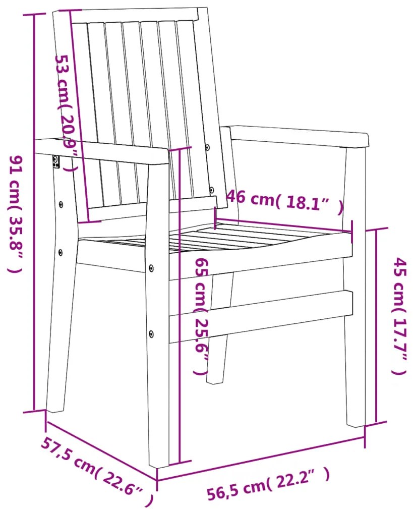 Cadeiras de jardim empilháveis 6 pcs 56,5x57,5x91cm teca maciça
