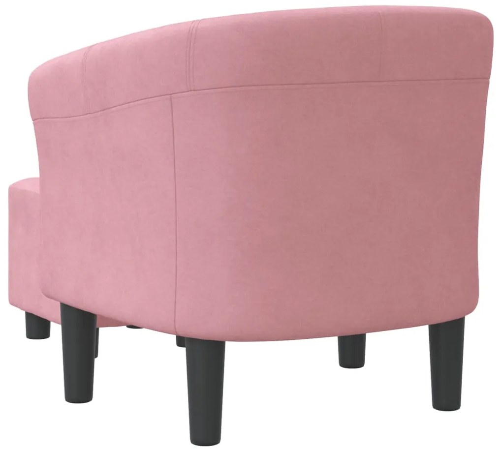 Poltrona com apoio de pés veludo rosa