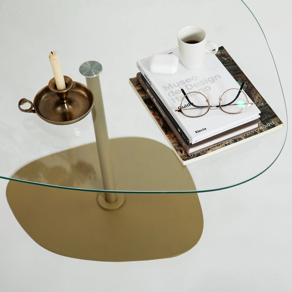 Mesa de Café Soho - Transparente e Dourada - 85 cm x 40 cm x 67 cm