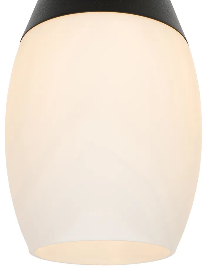 Candeeiro de suspensão moderno preto com vidro opalino - Drop