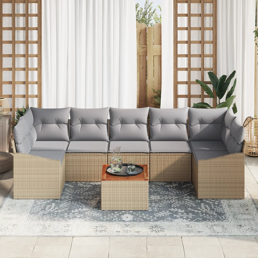 Conjunto de Sofás para Jardim de 8 Peças com Almofadas em Rattan Sinté