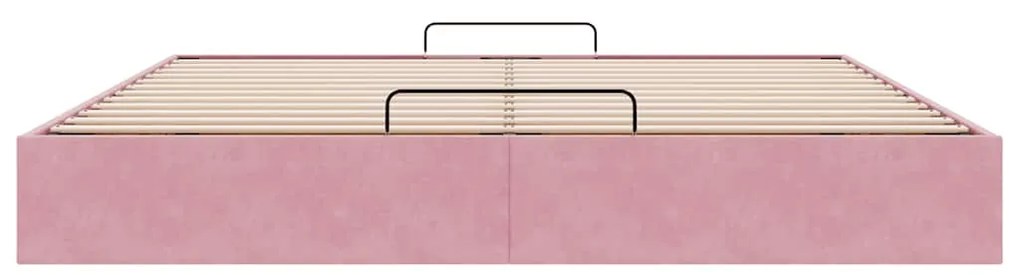 Estrutura de cama otomana sem colchão 180x200 cm veludo rosa