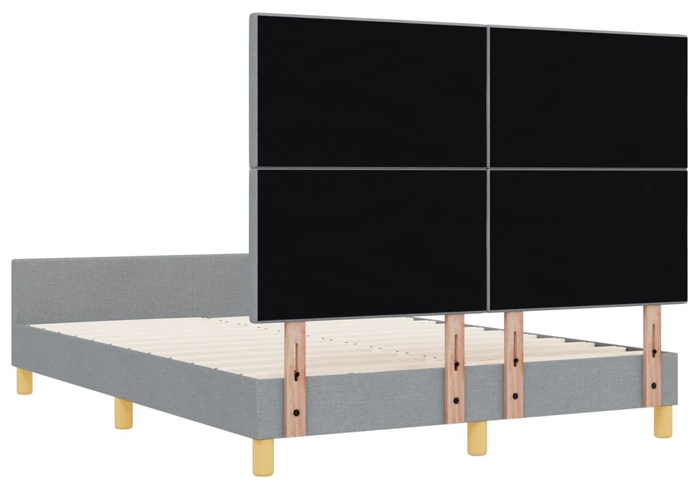 Cama vidaXL Cinza Claro 140x200 cm Tecido