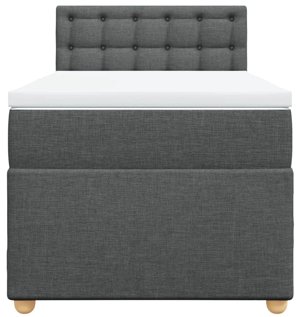 Cama com molas/colchão 90x190 cm tecido cinza-escuro