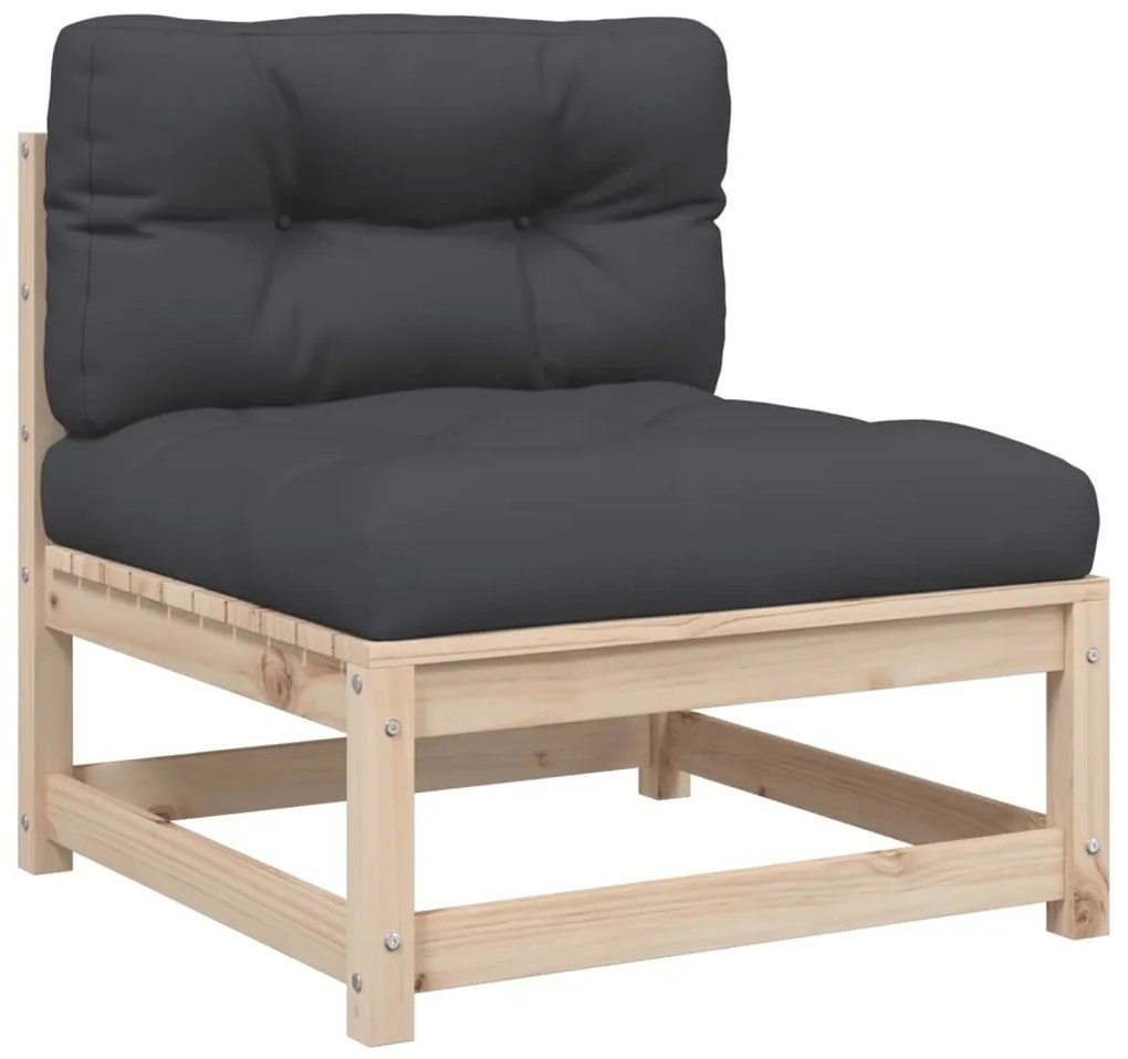 7 pcs conjunto sofás de jardim com almofadões pinho maciço