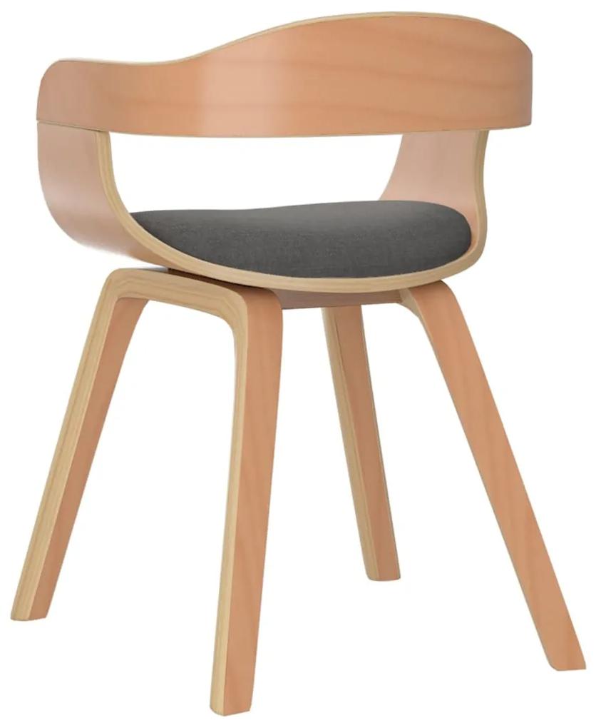 Cadeira de jantar 2 pcs madeira curvada e tecido cinzento-claro