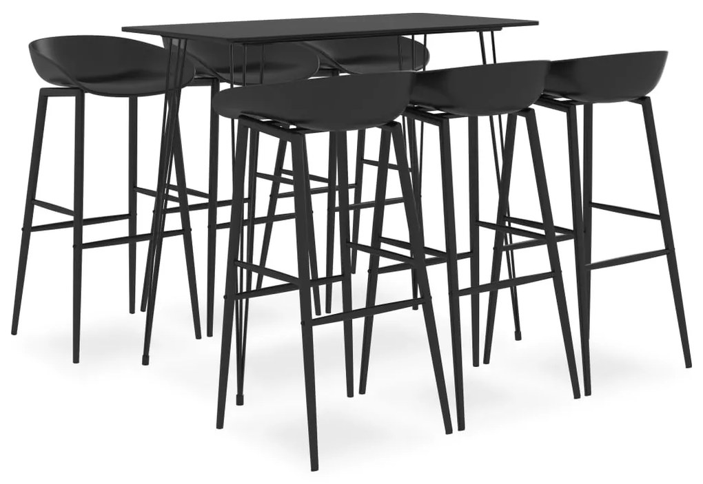 vidaXL 7 pcs conjunto de bar preto