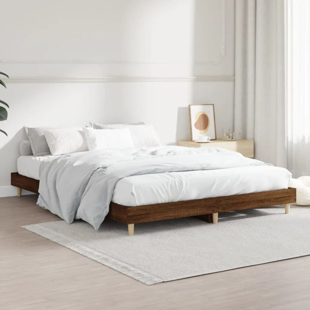 Estrutura cama s/ colchão derivados madeira carvalho castanho