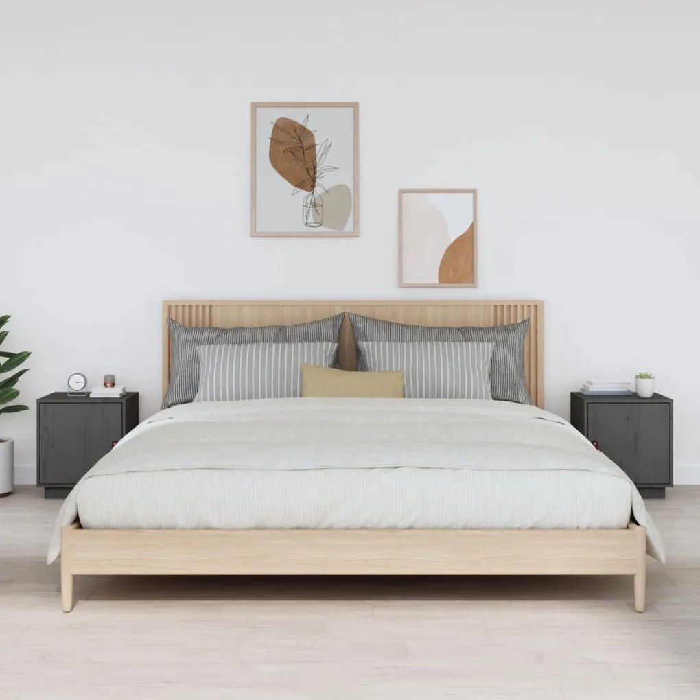 vidaXL Mesas de cabeceira 2 pcs 40x34x45 cm madeira pinho maciço cinza
