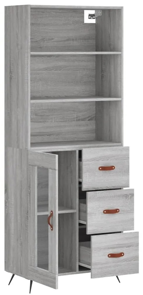 Armário alto 69,5x34x180 cm derivados de madeira sonoma cinza