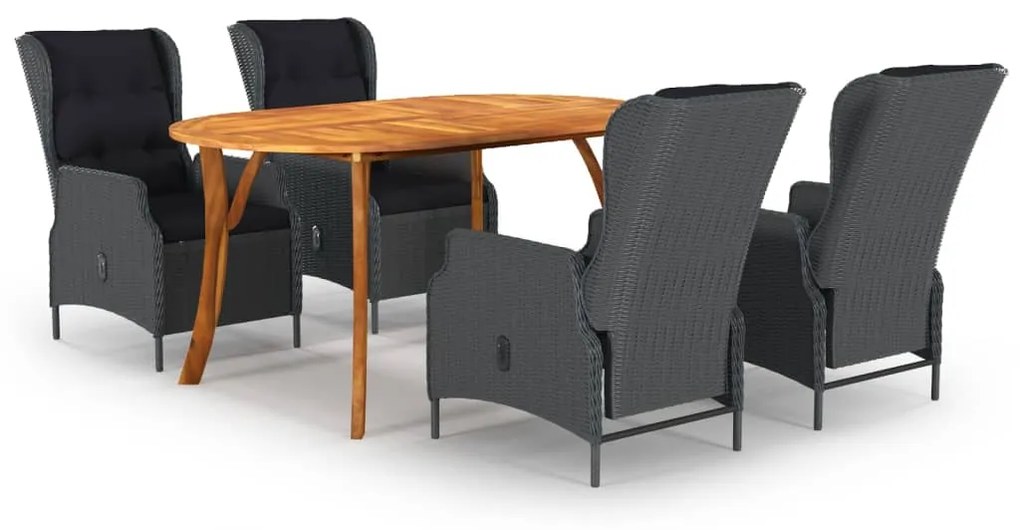 vidaXL 5 pcs conjunto de jantar para jardim cinzento-escuro