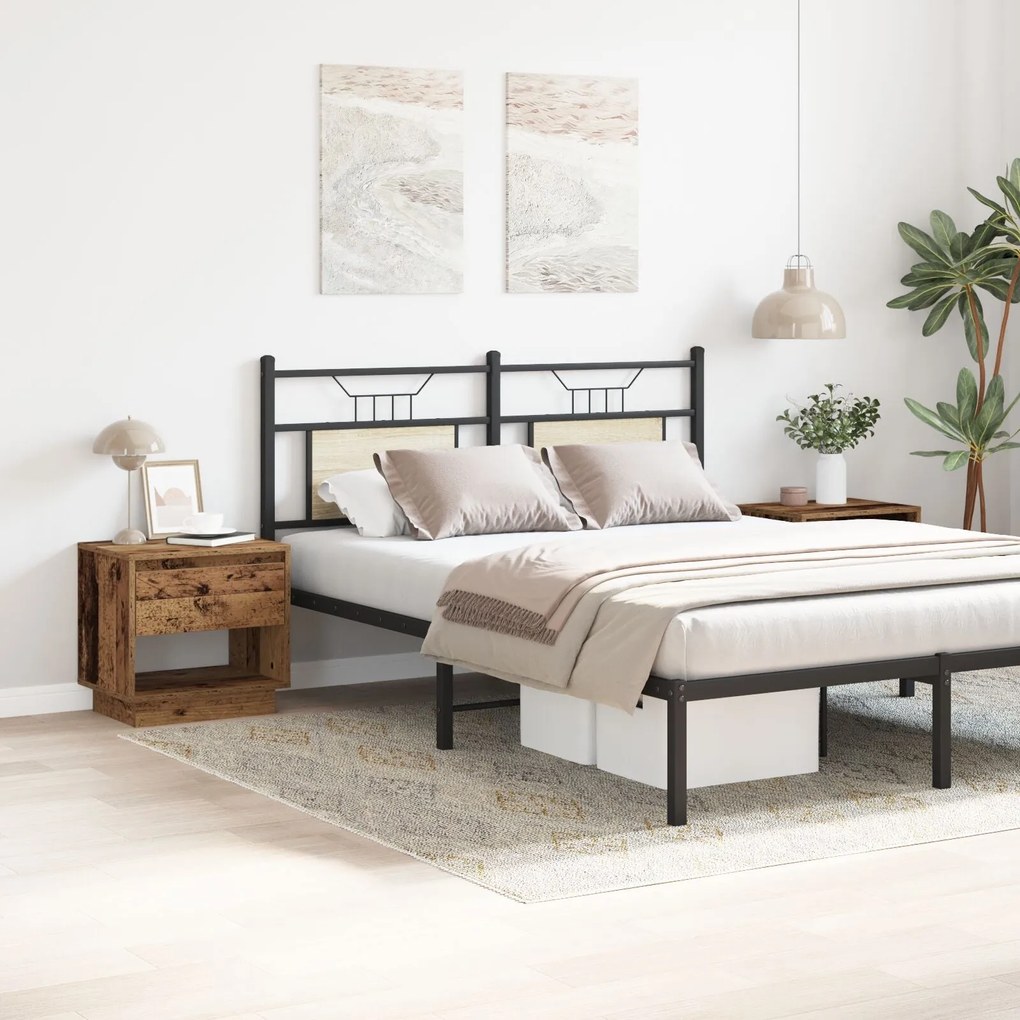 Criado-mudo vidaXL 2 pcs Madeira Velha 45x34x45 cm Madeira de engenhar