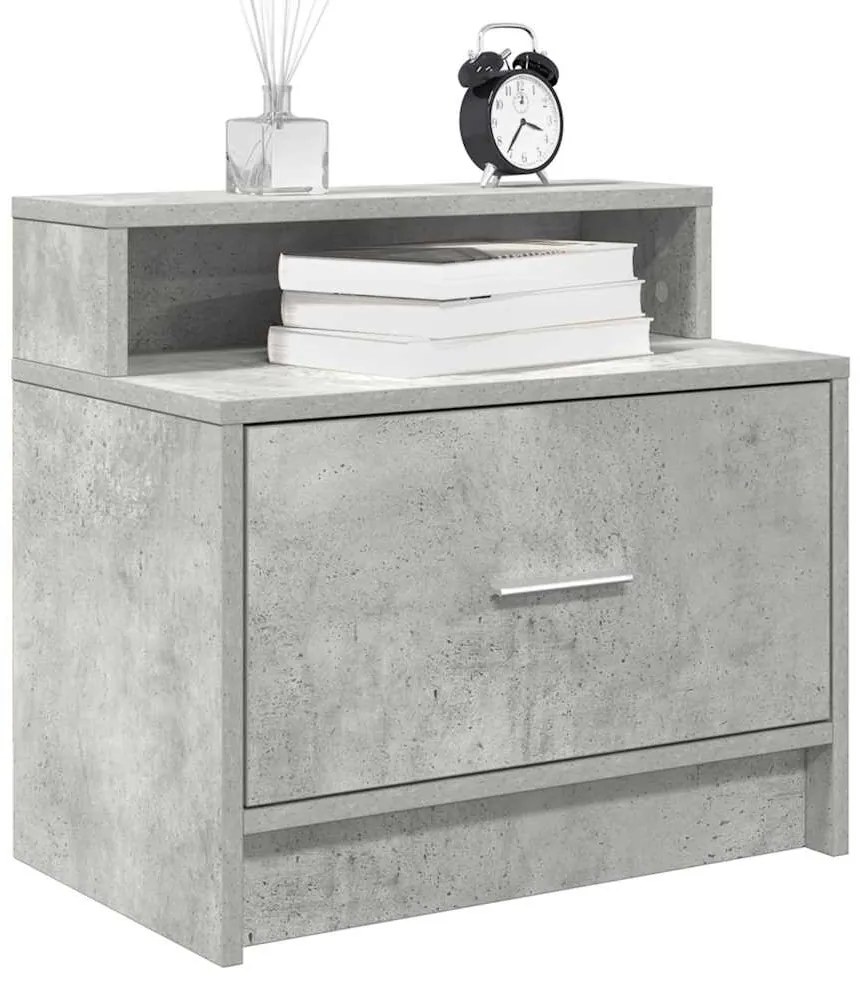 Mesa de cabeceira com gaveta 51x31x47 cm cinzento cimento