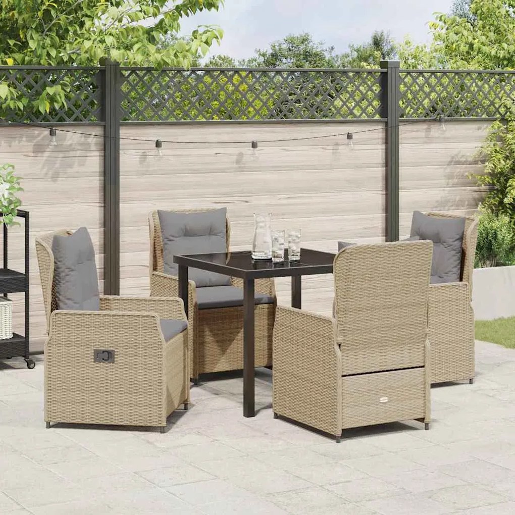 Conjunto de Jantar de Jardim 5 Peças Bege em Rattan Sintético
