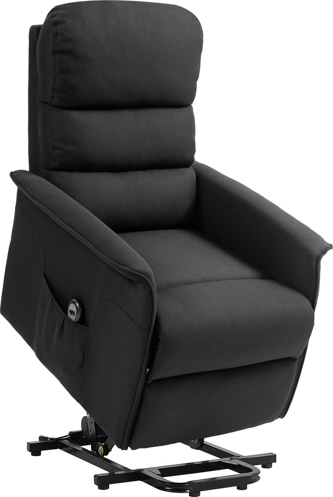 HOMCOM Poltrona Relax Reclinável Elétrica Poltrona Levanta Pessoas com Controlo Remoto e Bolso Lateral 66x90x96 cm Preto | Aosom Portugal