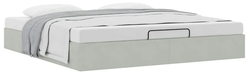 Estrutura de cama otomana sem colchão 200x200 cm cinzento claro