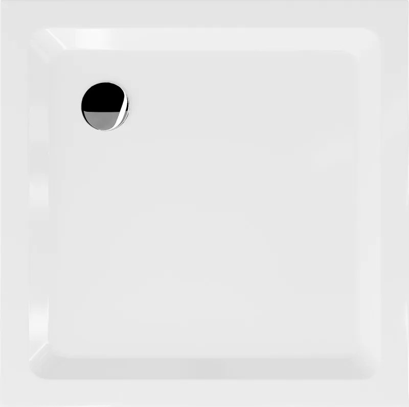 Mexen Flat base de duche quadrada slim 80 x 80 cm, branco, sifão cromado - 40108080