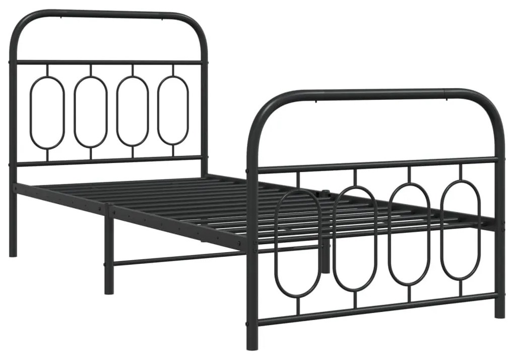 Estrutura de cama com cabeceira e pés 80x200 cm metal preto