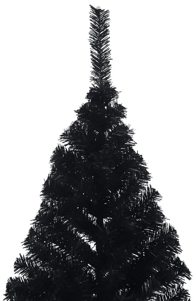 Meia árvore de Natal artificial com suporte 210 cm PVC preto
