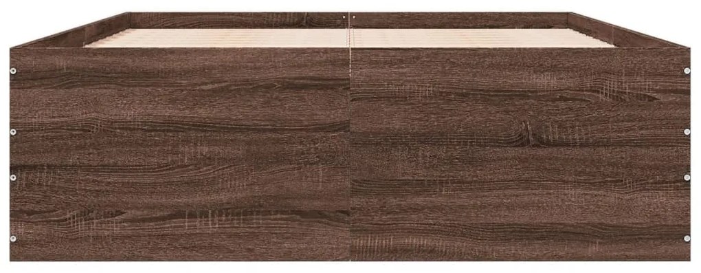 Estrutura de cama 140x200cm derivados madeira carvalho castanho