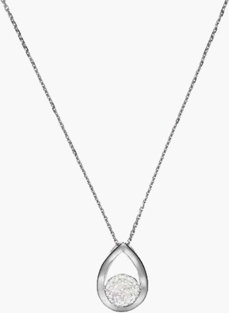 Colar em ouro branco com diamantes Goutte Somptueuse, 0,06 quilates
