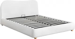 Cama Com Canapé Abatível Estofada Winselet Tecido Pele De Borrego Branco Marfim & 135 X 190 Cm - Sklum