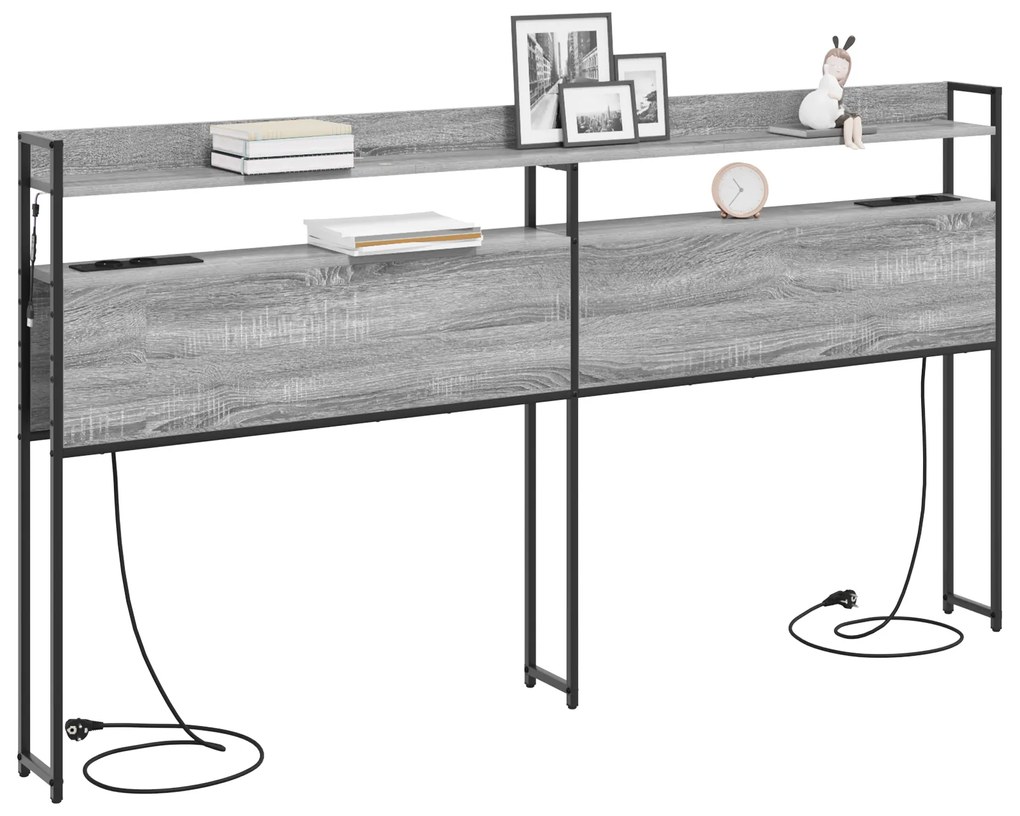 Cabeceira de armazenamento Sonoma cinzento 180 cm