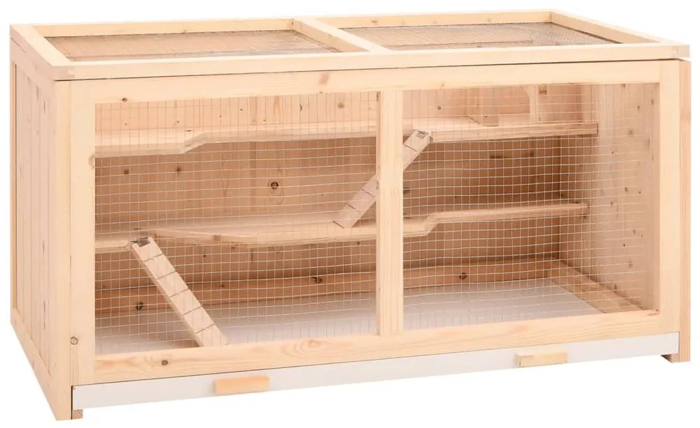 vidaXL Gaiola para hamster 104x52x54 cm Madeira maciça de abeto