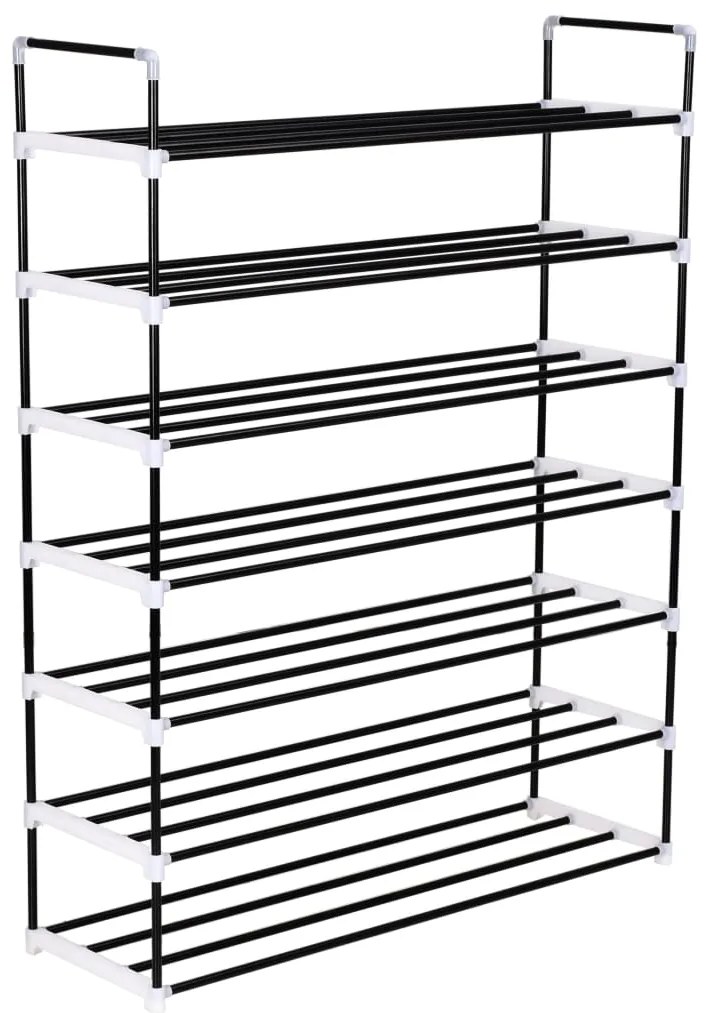 Sapateira com 7 prateleiras metal e plástico preto