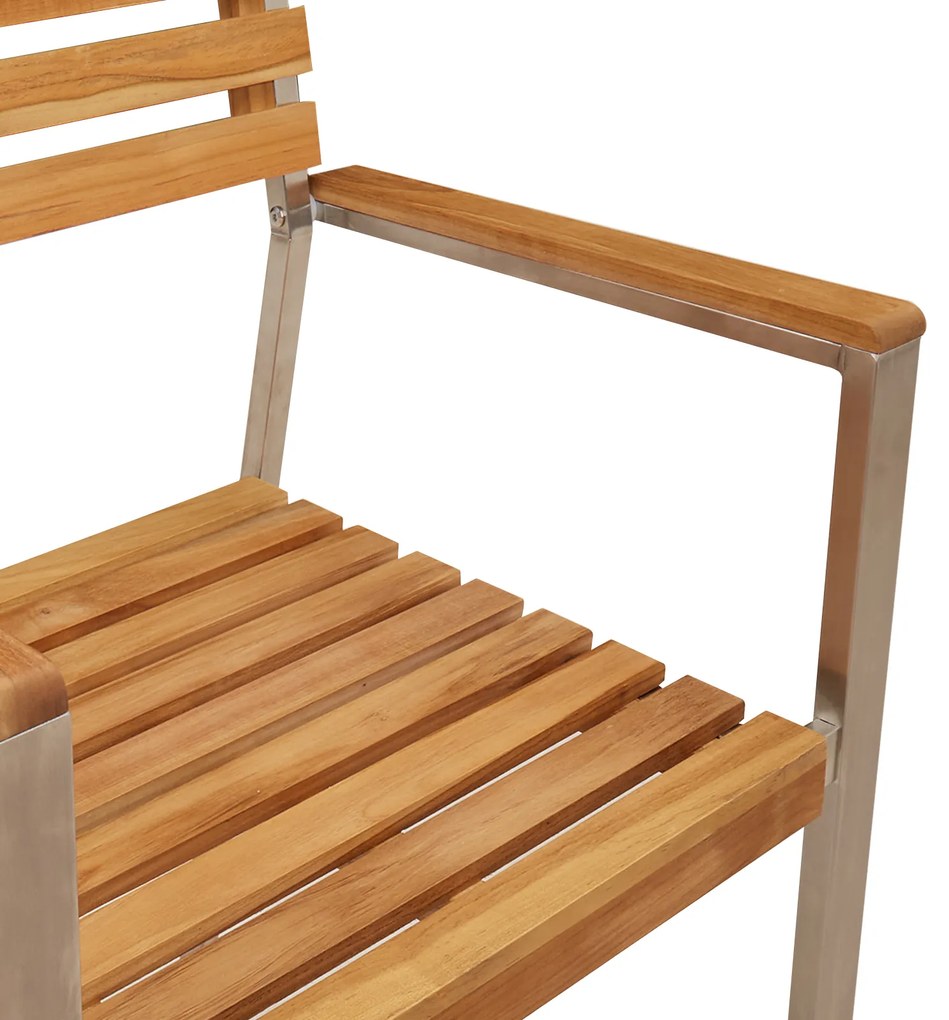 Conjunto de Jantar de Jardim vidaXL de 7 Peças de Madeira Sólida de Te