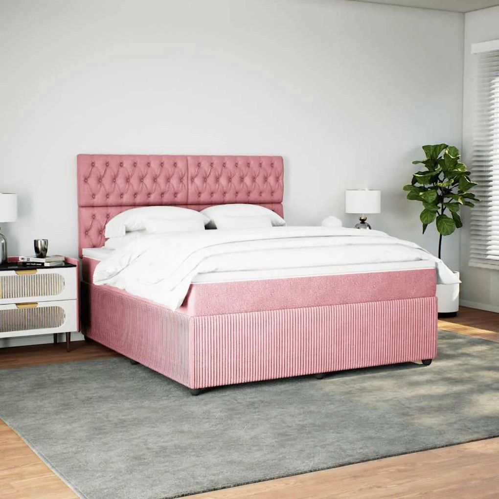 Cama com molas/colchão 180x200 cm veludo rosa