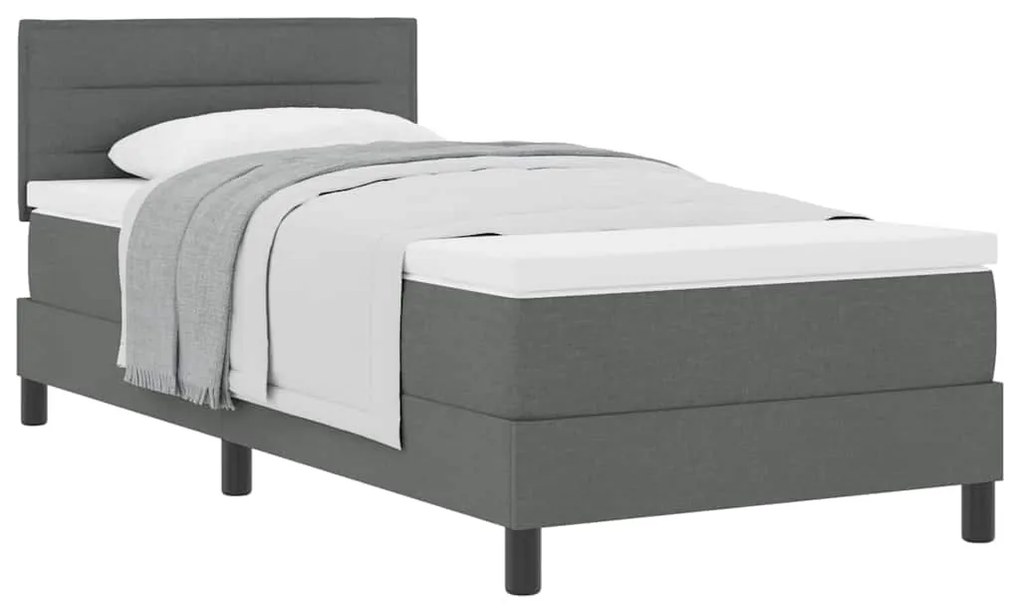 Cama Box Spring com Colchão Cinza Escuro 100x200 cm Tecido