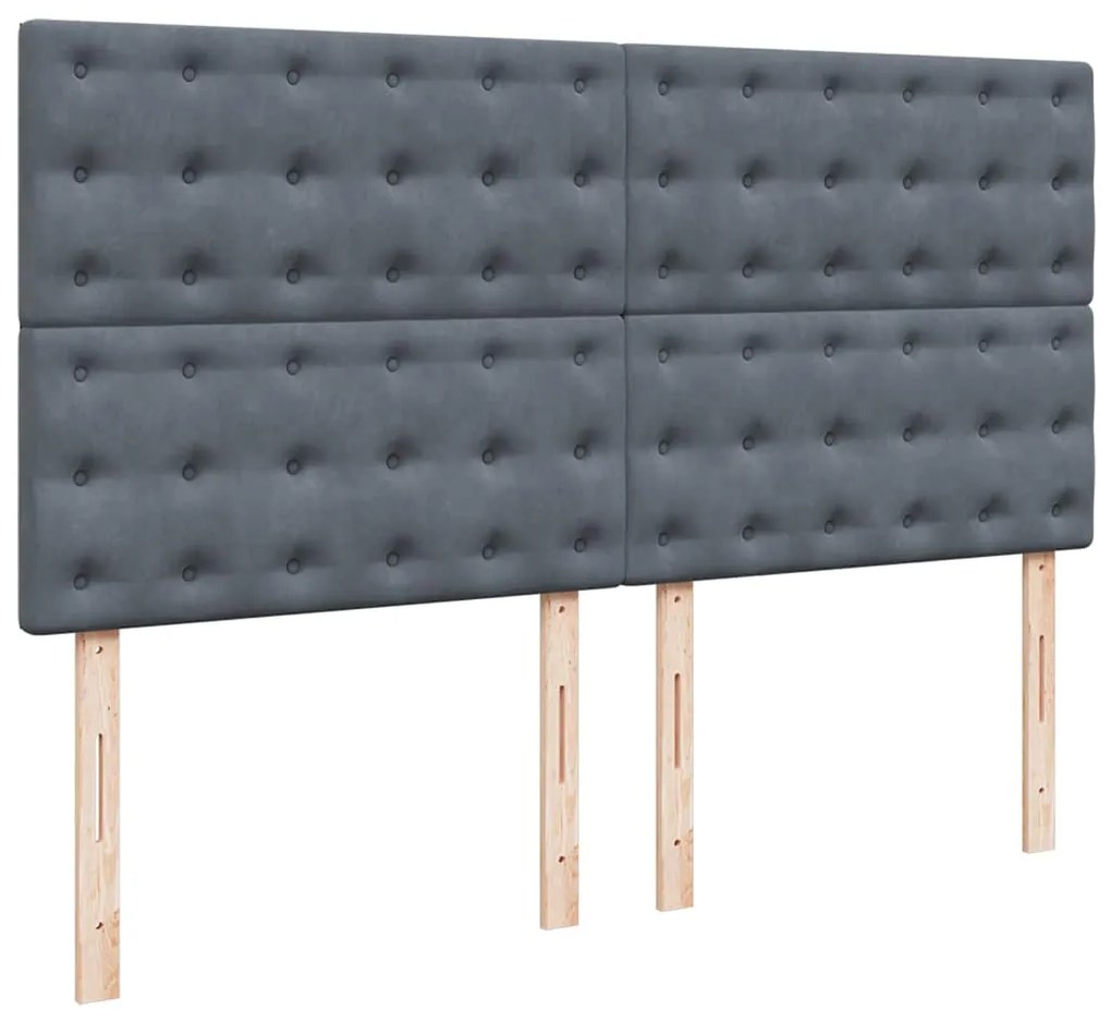 Cama com molas/colchão 200x200 cm veludo cinzento-escuro