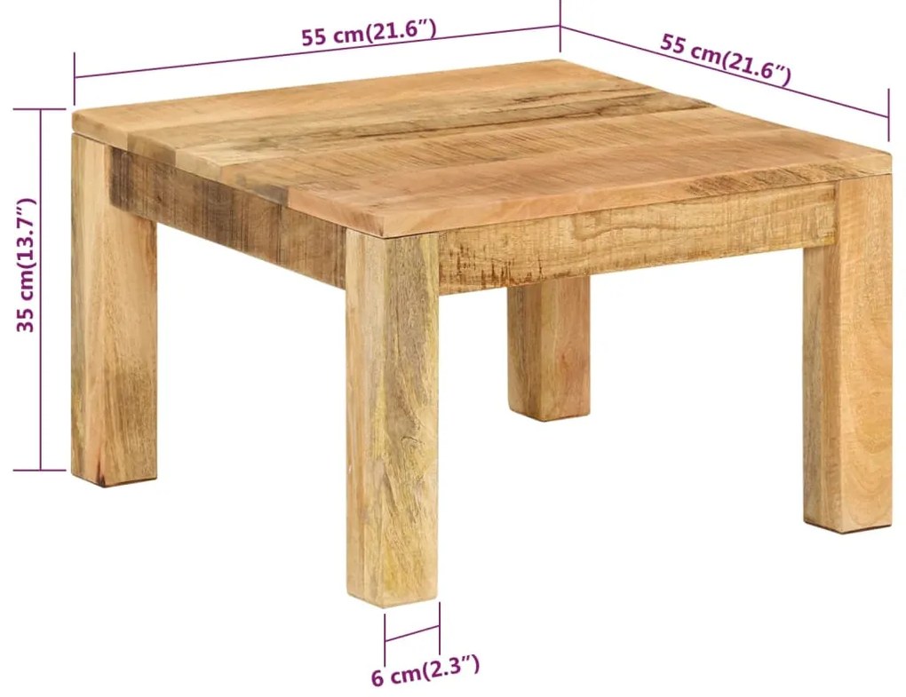 Mesa de centro 55x55x35 cm madeira de mangueira maciça