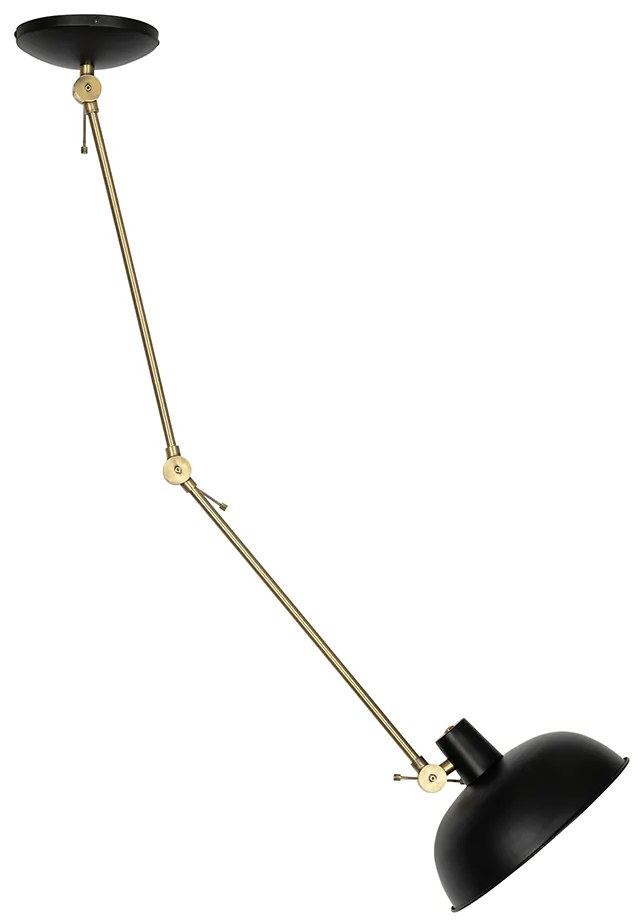 Candeeiro de teto retro preto com bronze - Milou Retro