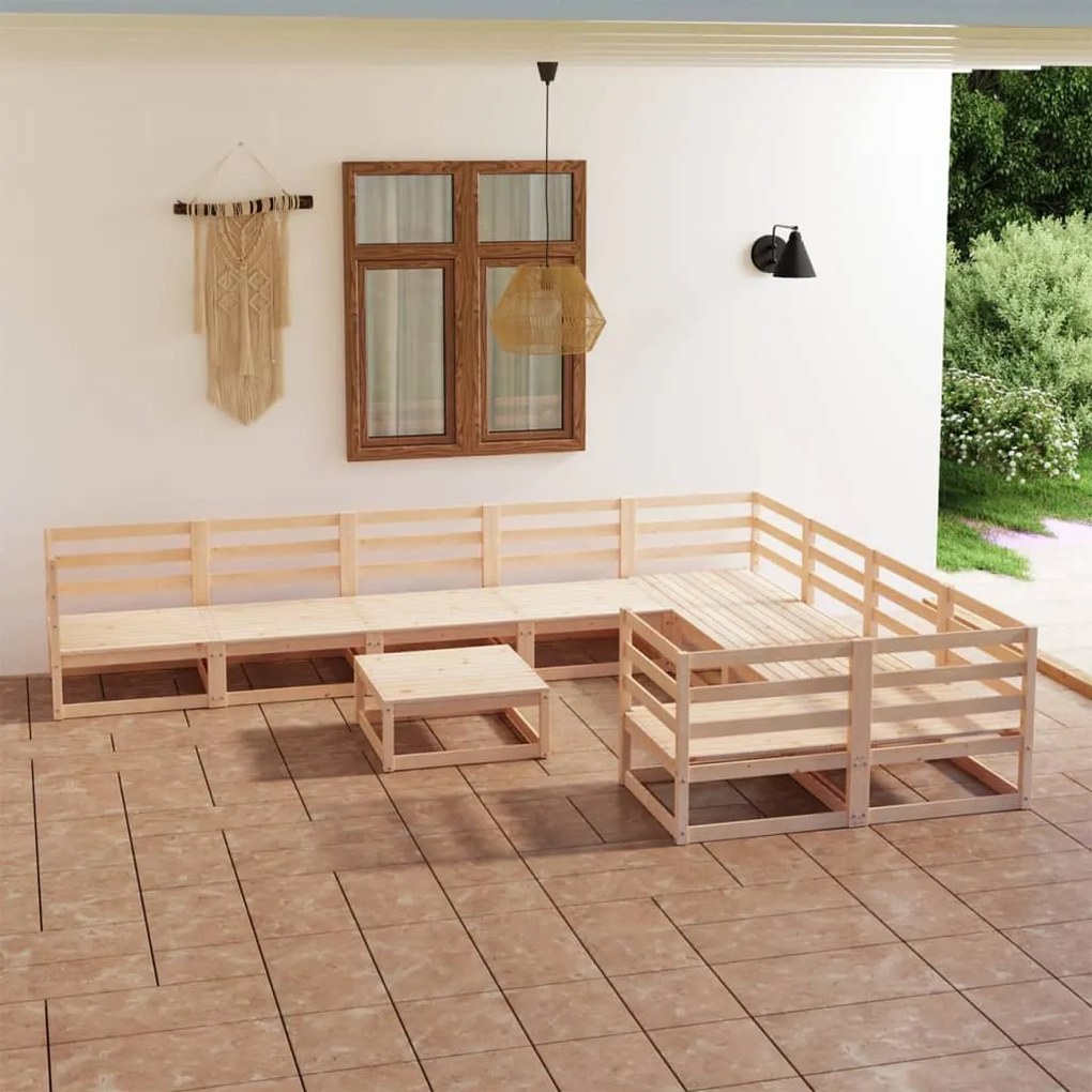 vidaXL 10 pcs conjunto lounge de jardim pinho maciço