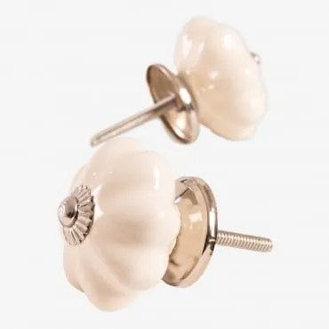 Conjunto De 2 Puxadores Em Cerâmica Tova Gardénia Branco - Sklum