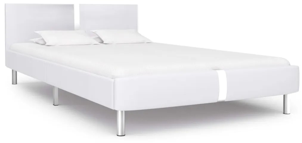 vidaXL Estrutura de cama 140x200 cm couro artificial branco
