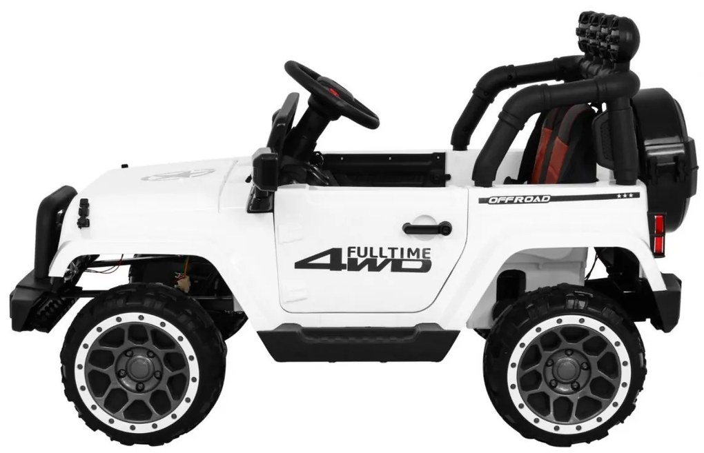 Jipe elétrico para Crianças 12V 4x4 Full Time off-road 4WD Rodas EVA, Assento Couro Branco