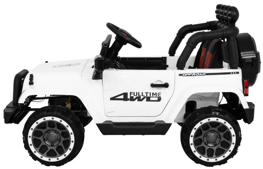 Jipe elétrico para Crianças off-road 12V 4x4, Rodas Espuma EVA, Assento couro ecológico Branco