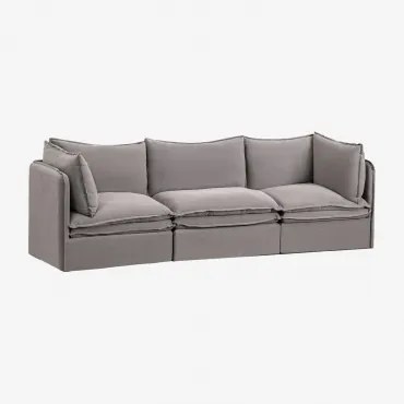Sofá Modular Grace De 3 Peças Em Linho E Algodão Tecido Cinzento Escuro - Sklum