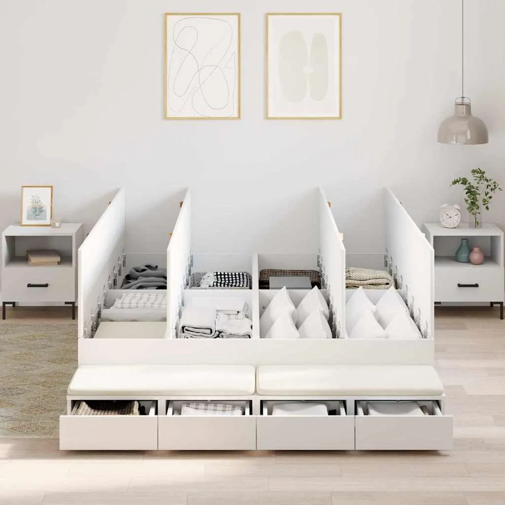 Estrado de Cama com Armazenamento Branco 140x200 cm