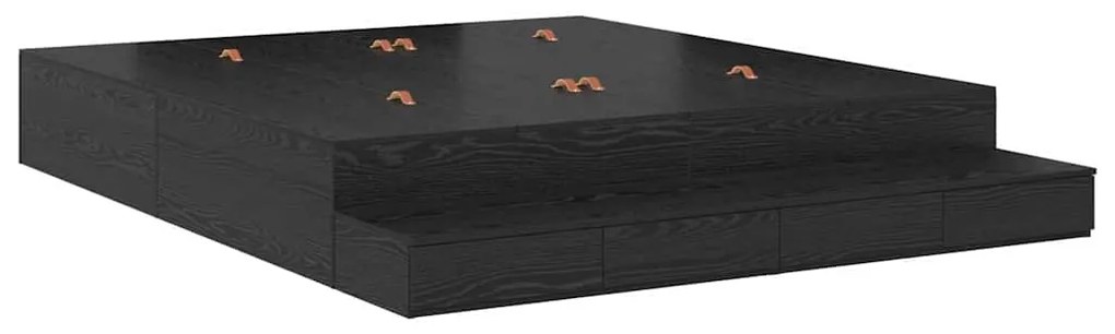 Estrutura de Cama Armazenamento Carvalho Preto 180x200 cm