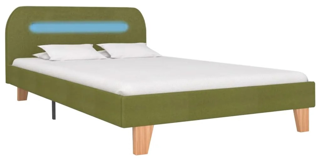 Estrutura de cama com LED em tecido 120x200 cm verde