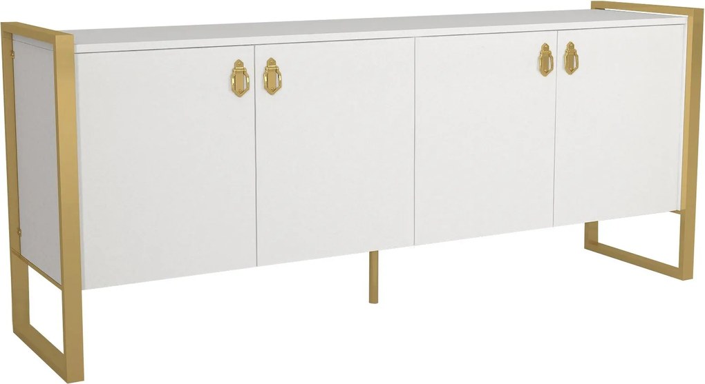 Aparador Lost – Branco e Dourado (180 x 77,6 x 44,5 cm) | Elegância e