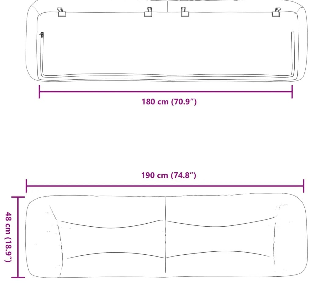 Almofadão de cabeceira 180 cm couro artificial castanho