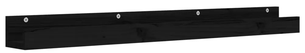 Prateleiras de parede 2 pcs 110x12x9 cm pinho maciço preto