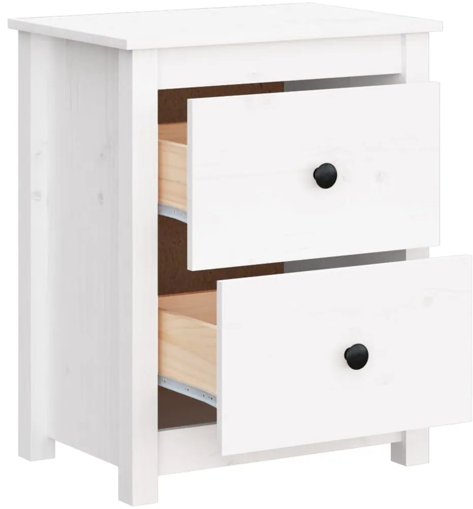 Mesa de cabeceira 50x35x61,5 cm madeira de pinho maciça branco
