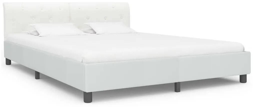 Estrutura de cama 160x200 cm couro artificial branco