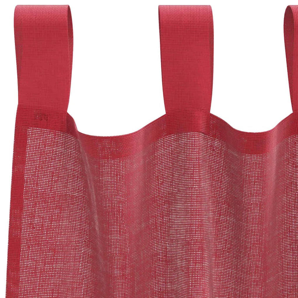 Cortinas de voile com laços 2 pcs vermelho tinto 140x245 cm